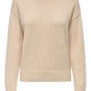 JDY Marie L/S boat neck pullover knit, lys beige