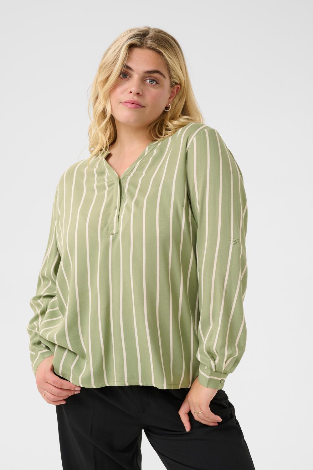 Kaffe Curve KCsida Blouse, grønn/stripet