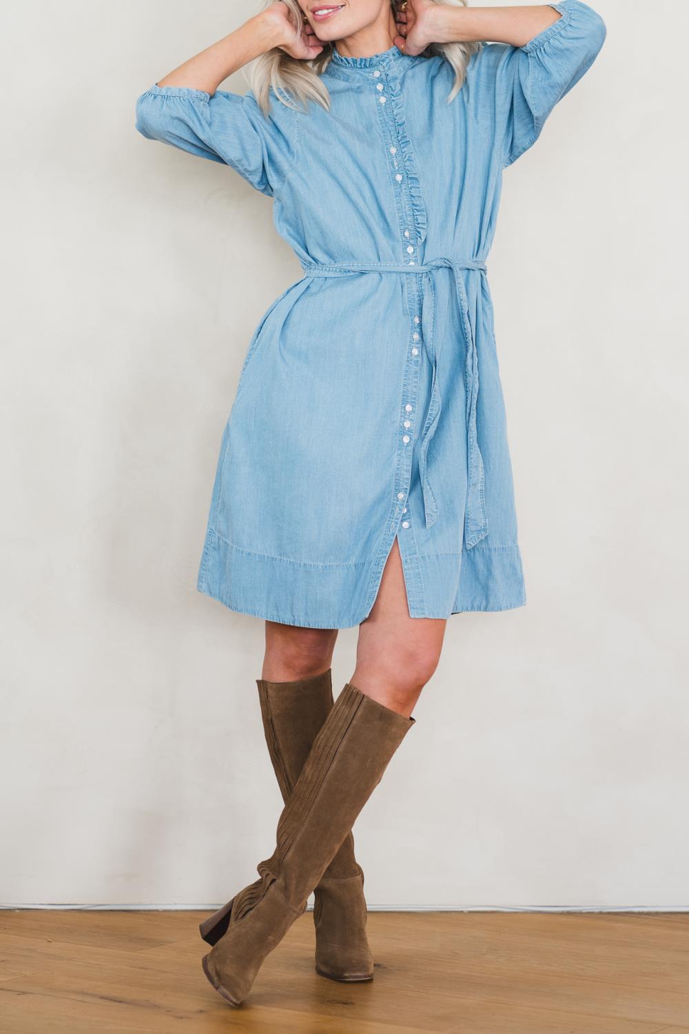 Raus Pernille 3/4 Shirt Dress, denimblå