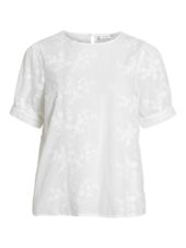 Vila Visonja O-neck S/S Top, hvit/broderi