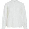 Vila Visimone L/S Shirt, hvit med broderi