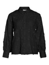 Vila Visimone L/S Shirt, sort med broderi