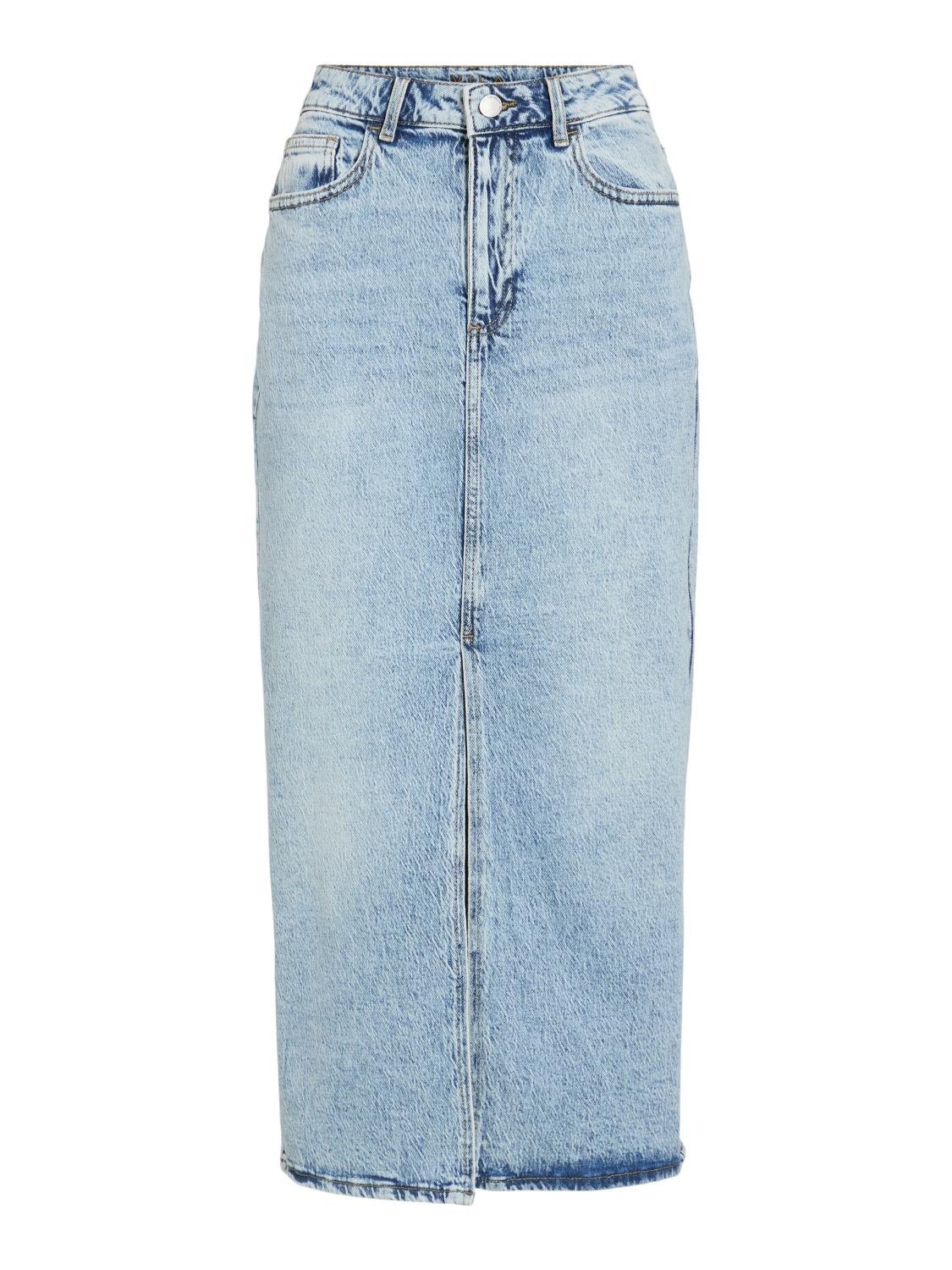 Vila ViJaf HW midi denim skirt, lys denimblå