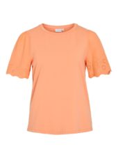 Vila Vieliana O-neck S/S Top, oransje/broderi