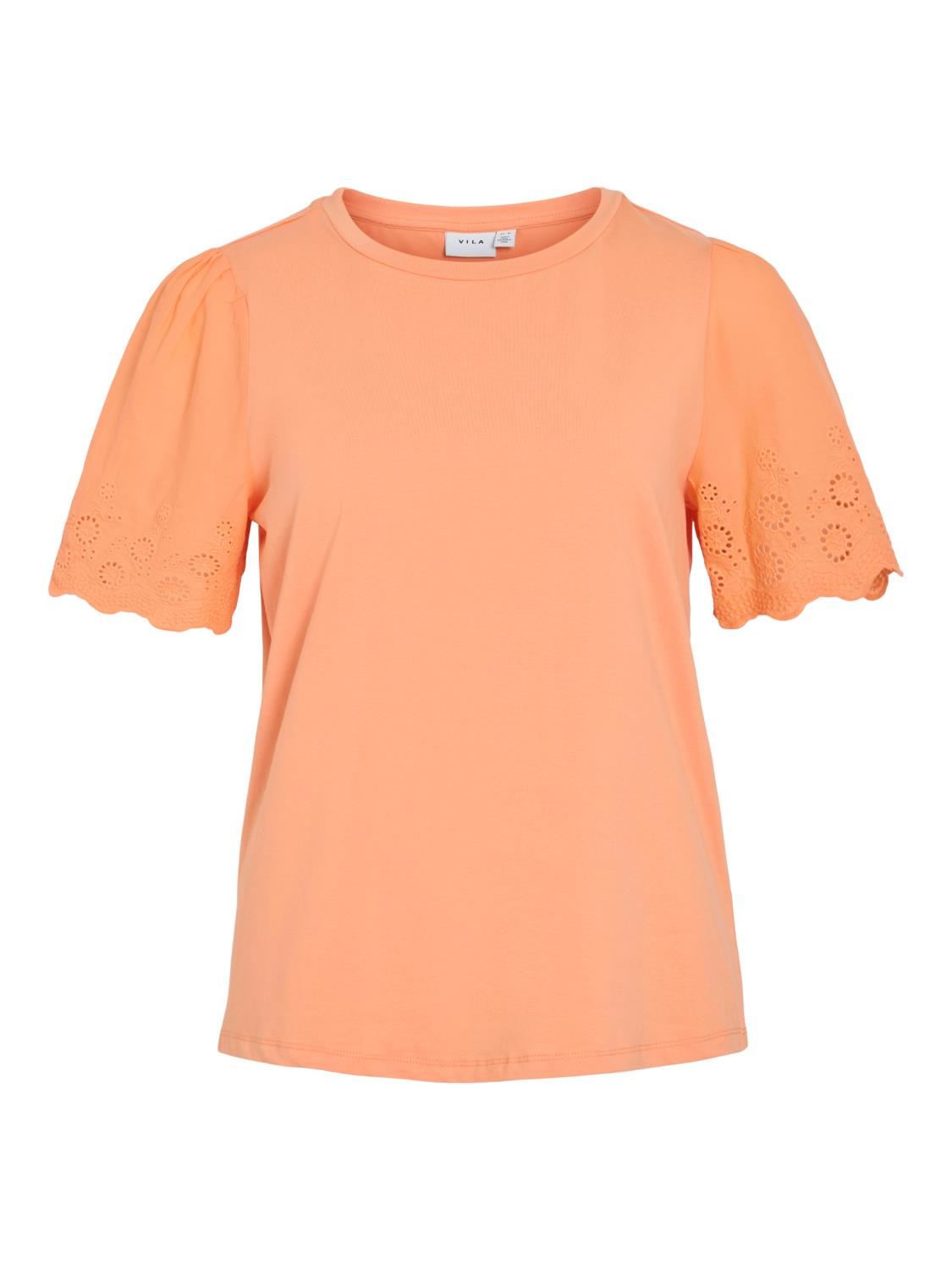 Vila Vieliana O-neck S/S Top, oransje/broderi