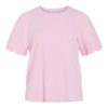 Vila Vieliana O-neck S/S Top, rosa/broderi