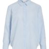 Vila Vicorialina Stripe L/S Shirt, blå/hvit stripet