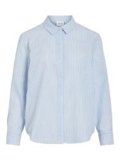 Vila Vicorialina Stripe L/S Shirt, blå/hvit stripet