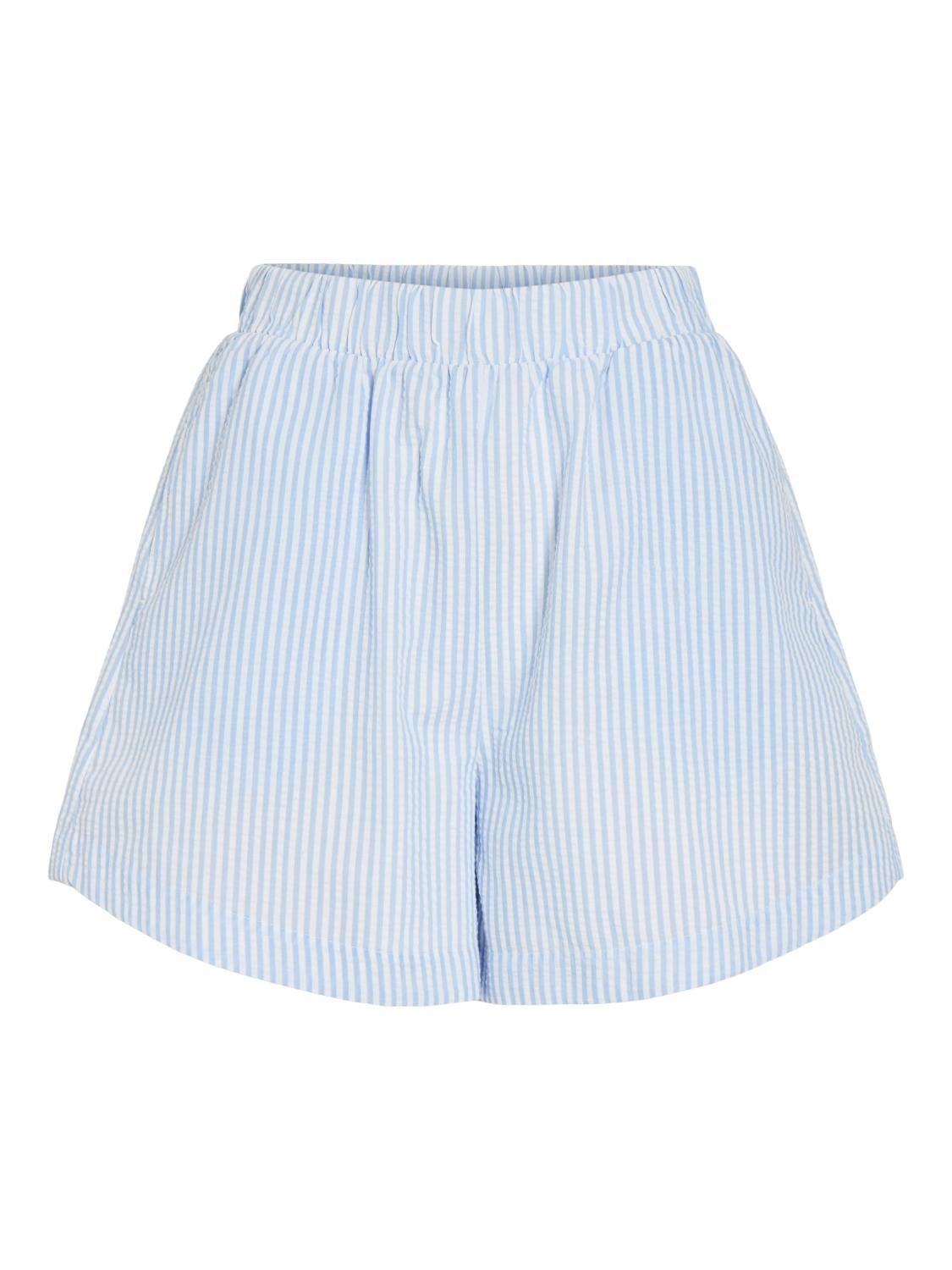 Vila Vicoralina Stripe Loose Shorts, blå/hvit stripet