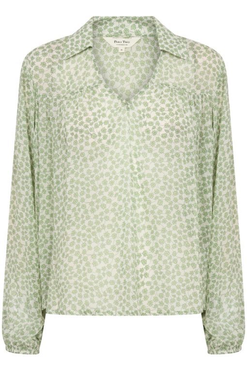 Part Two Nicholina Blouse, grønn mønstret