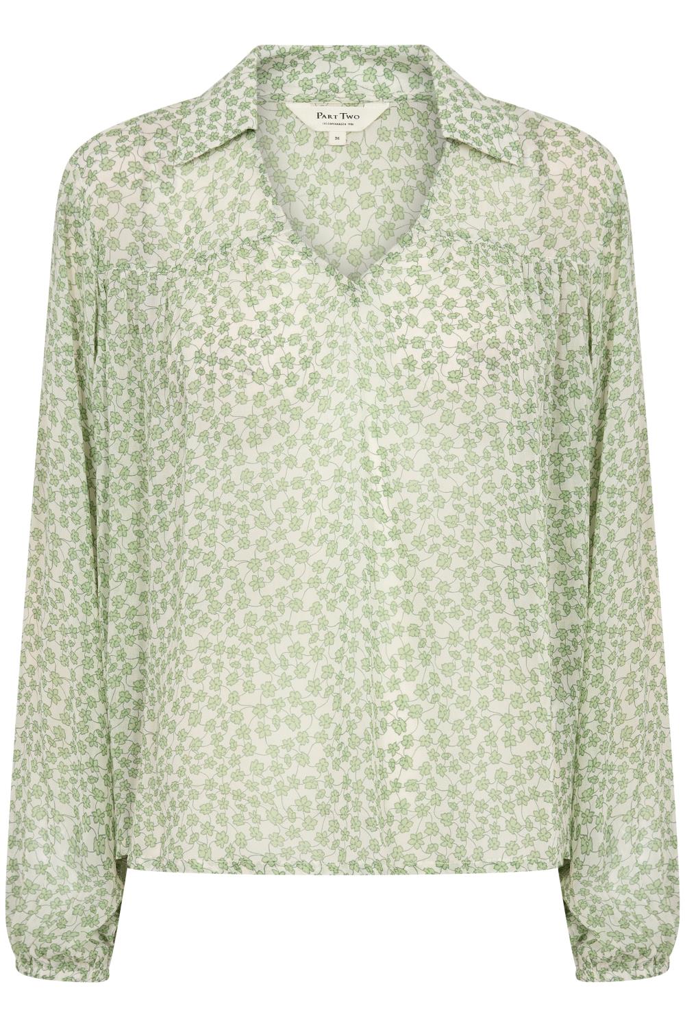 Part Two Nicholina Blouse, grønn mønstret