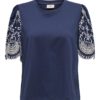 JDY Oma Broderie Anglaise Top JRS, marineblå
