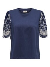 JDY Oma Broderie Anglaise Top JRS, marineblå