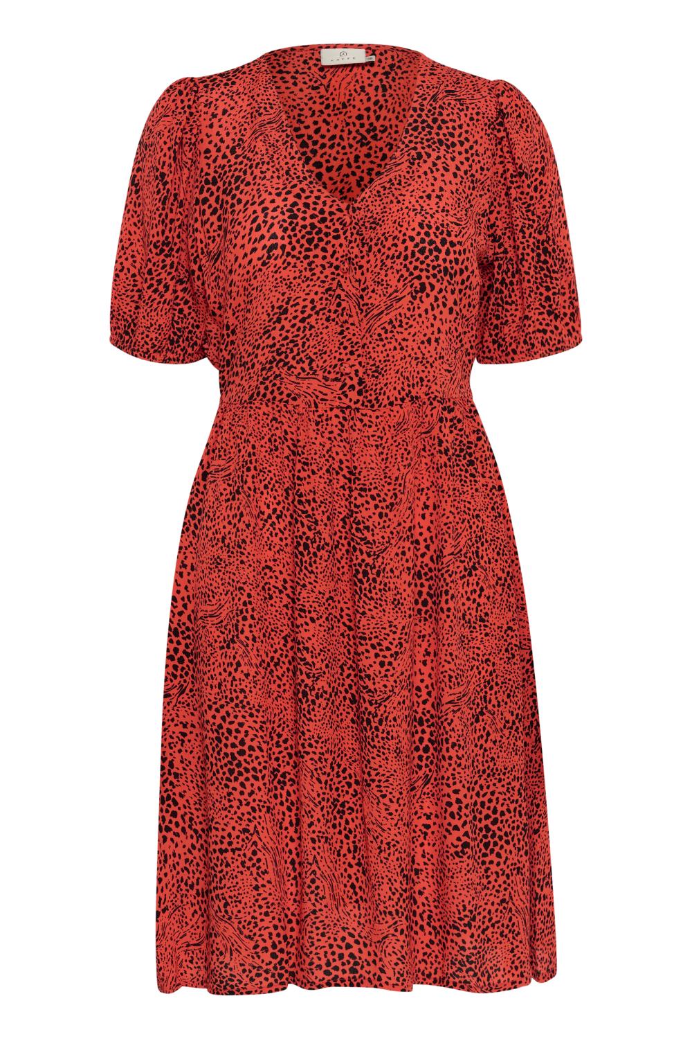 Kaffe KAliana Short Dress, oransje/dyreprint