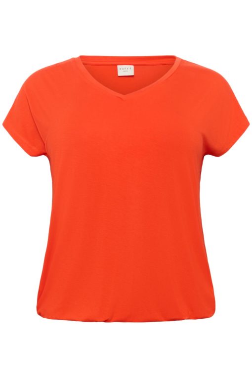 Kaffe Curve KCjena V-neck T-shirt, oransje