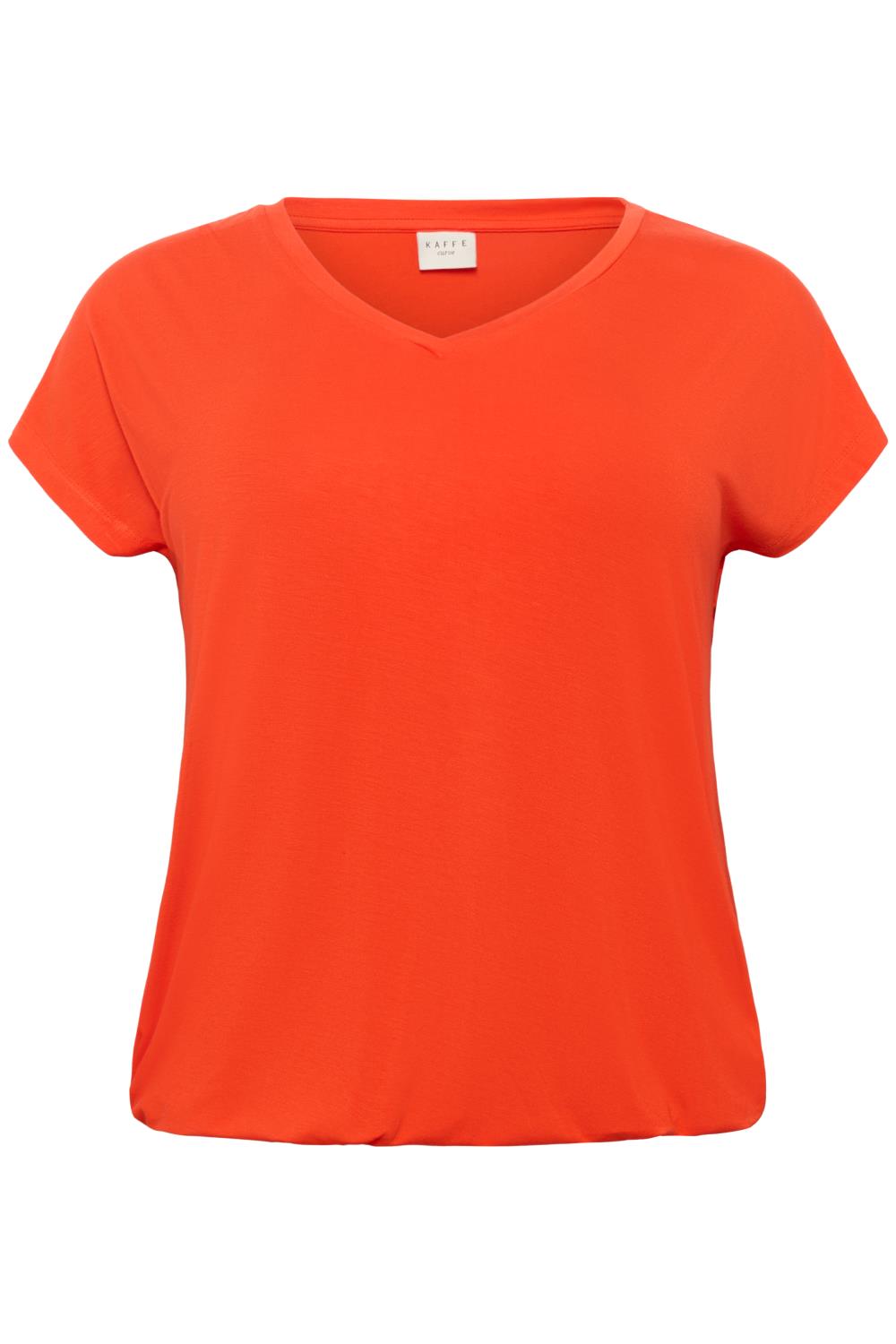 Kaffe Curve KCjena V-neck T-shirt, oransje