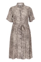 Kaffe Curve KCdebri Shirt Dress, beige/sort leo