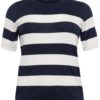 Kaffe Curve KClizzy Striped Pullover, marineblå/hvit