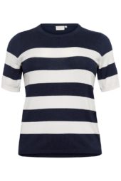 Kaffe Curve KClizzy Striped Pullover, marineblå/hvit