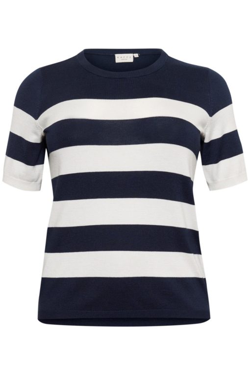 Kaffe Curve KClizzy Striped Pullover, marineblå/hvit