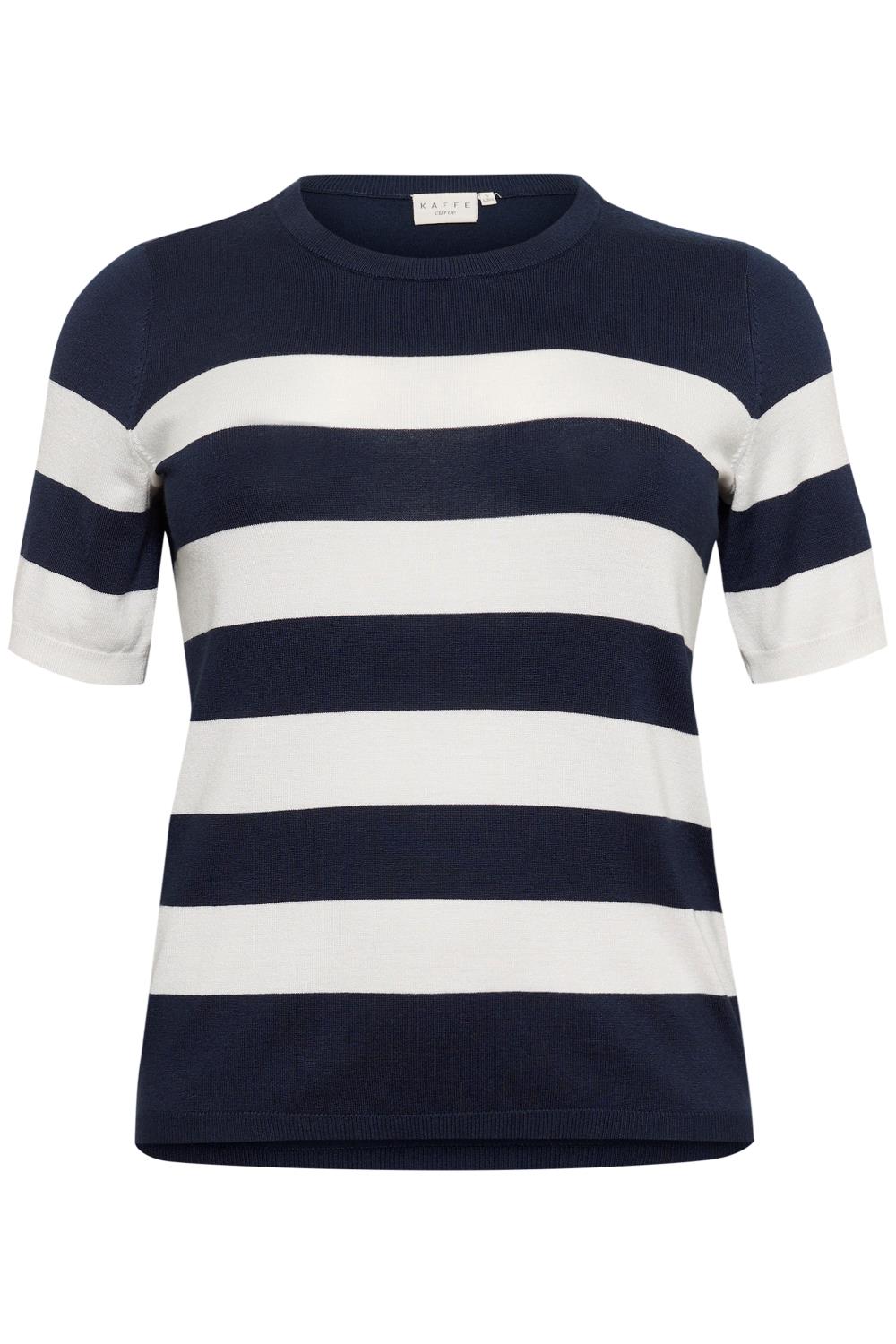 Kaffe Curve KClizzy Striped Pullover, marineblå/hvit