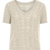 Vila Vicoby V-neck S/S knit top, lys beige