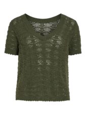 Vila Vicoby V-neck S/S knit top, grønn