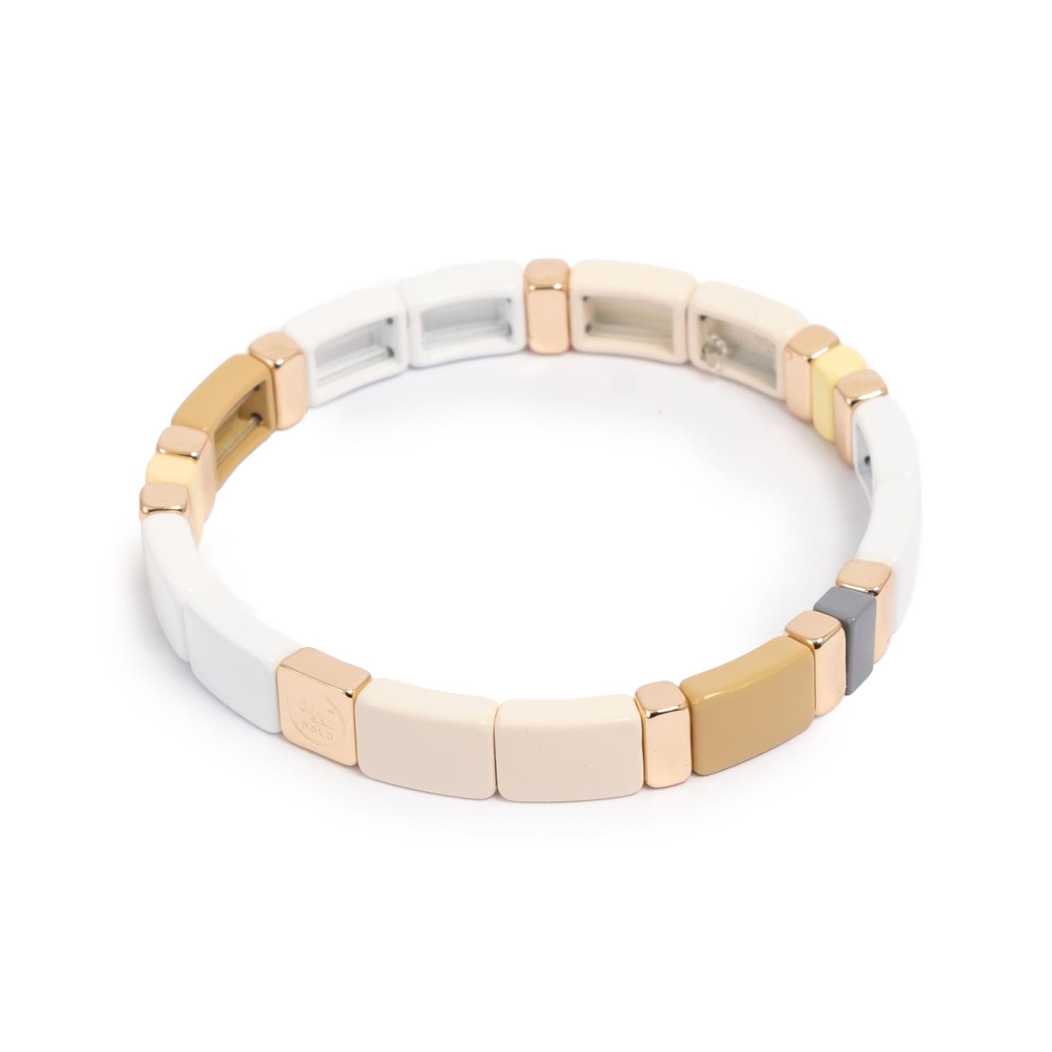 A&C Enamel Tiles, emaljert armbånd, white linen