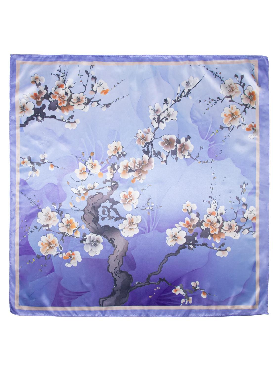 Intex Skandia skjerf m/blomster 70x70cm, blå