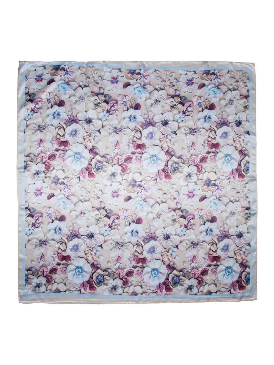 Intex Skandia skjerf m/blomster 70x70 cm, beige