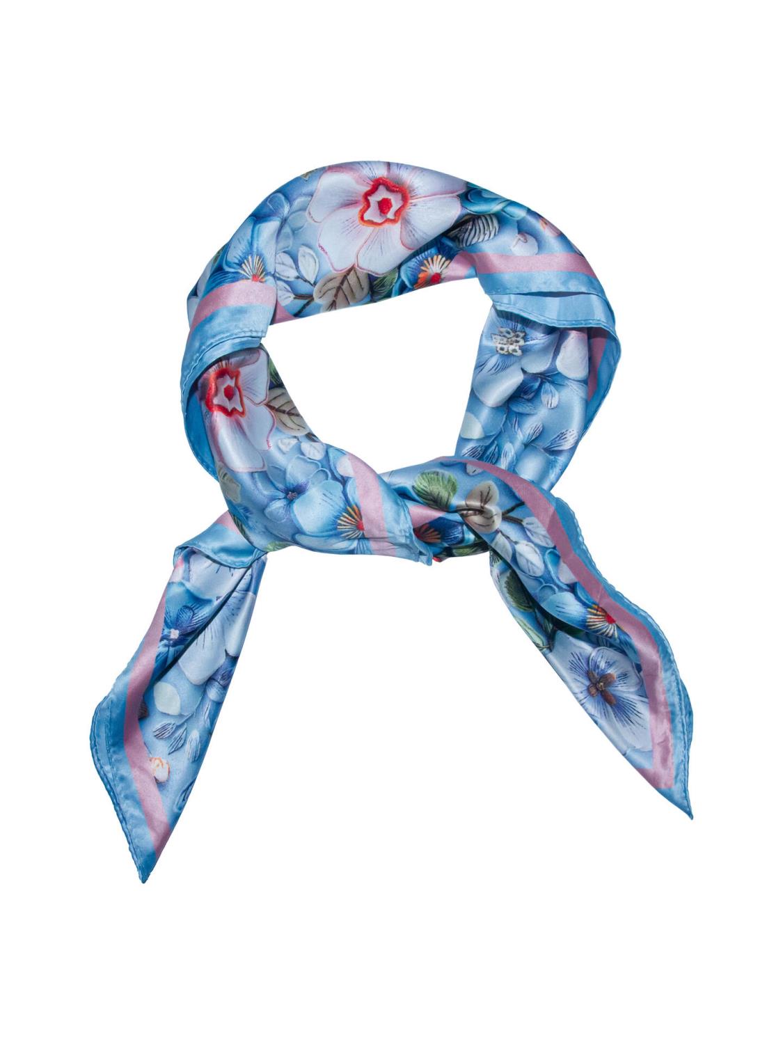 Intex Skandia skjerf m/blomster 70x70 cm, blå
