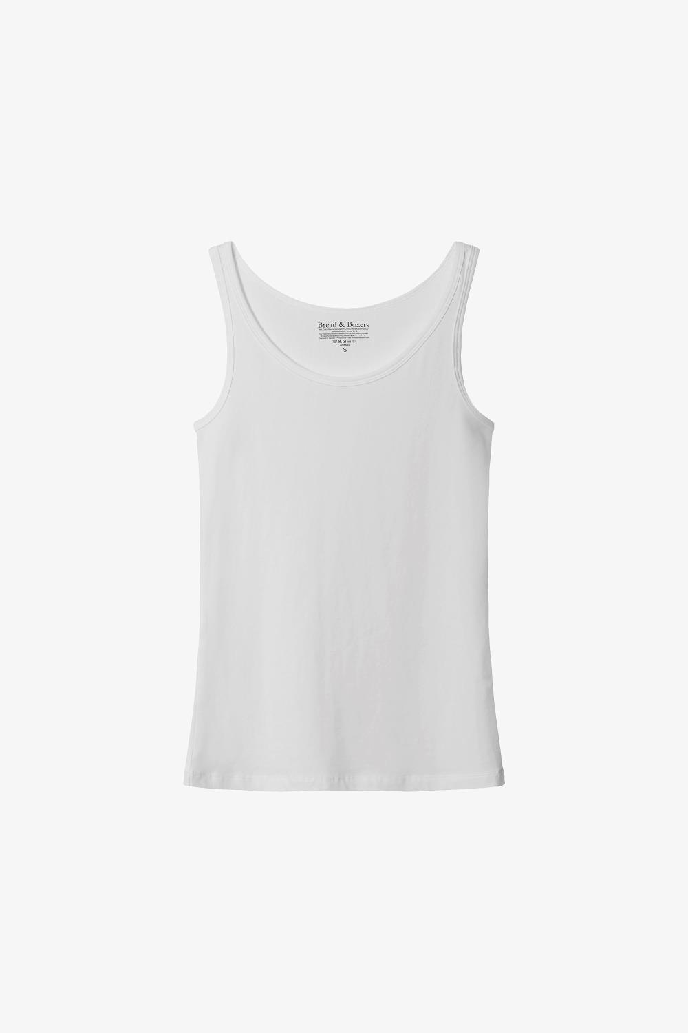 Bread & Boxers Tank cotton-stretch, hvit