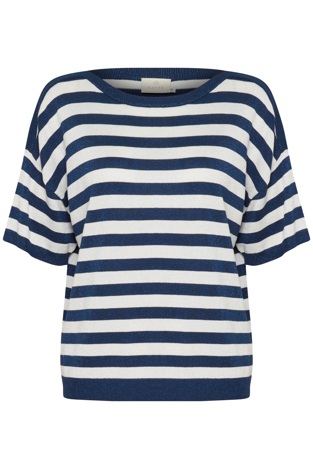 Kaffe KAregina Striped Pullover, marineblå/hvit