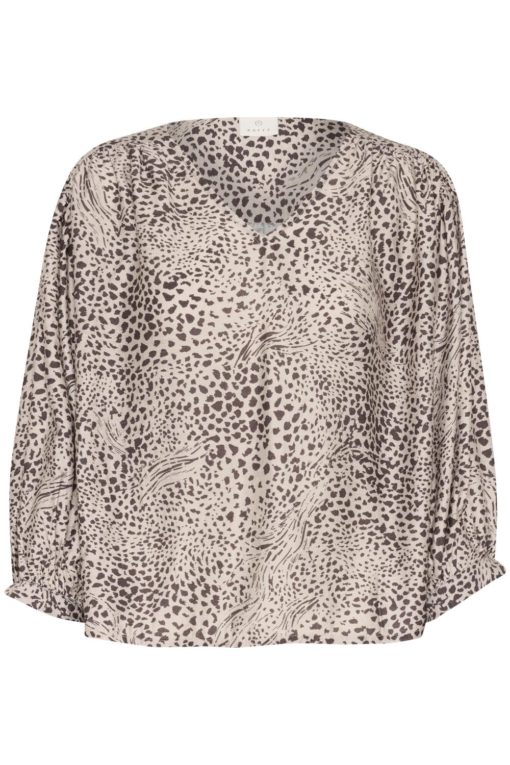 Kaffe KAdebra Blouse, gråbeige/abstract leopard
