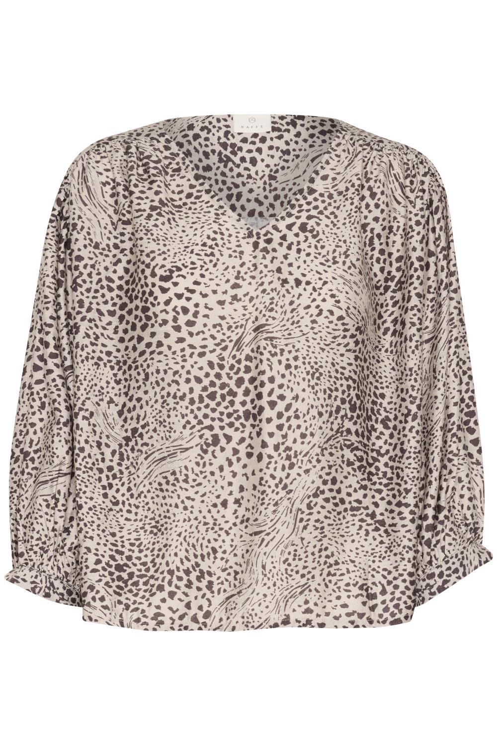 Kaffe KAdebra Blouse, gråbeige/abstract leopard