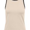 JDY Erin S/L contrast top, beige/sort