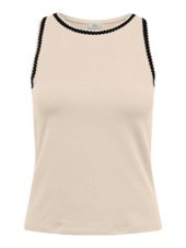 JDY Erin S/L contrast top, beige/sort