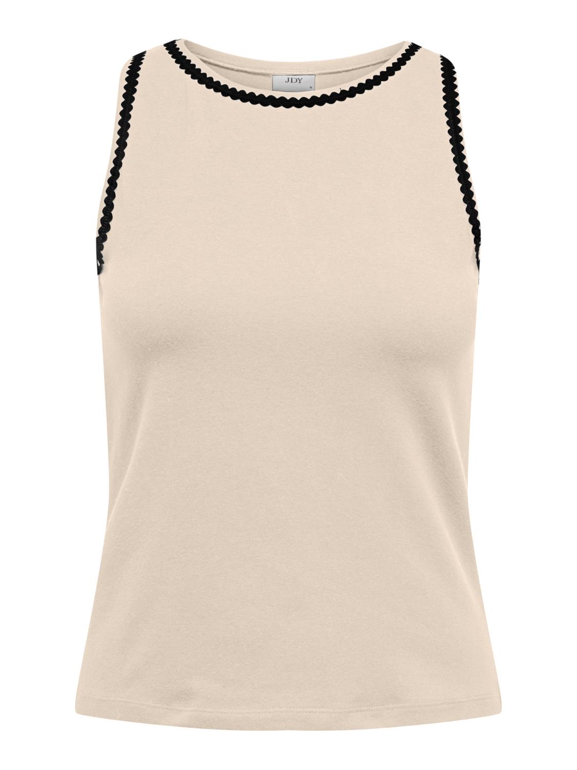 JDY Erin S/L contrast top, beige/sort