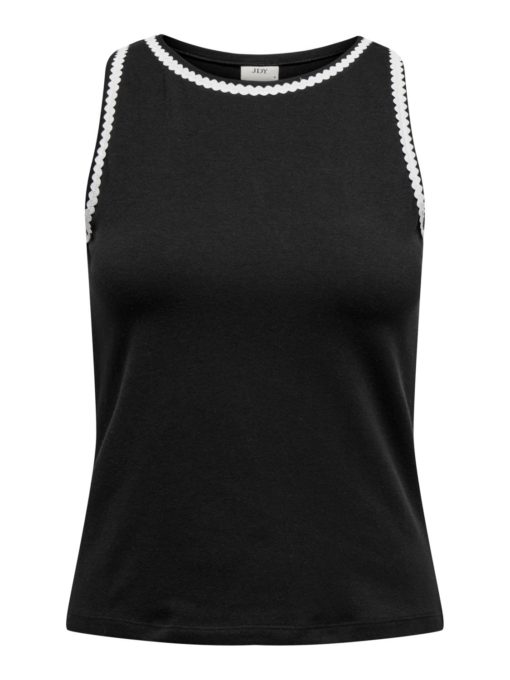 JDY Erin S/L contrast top, sort/hvit