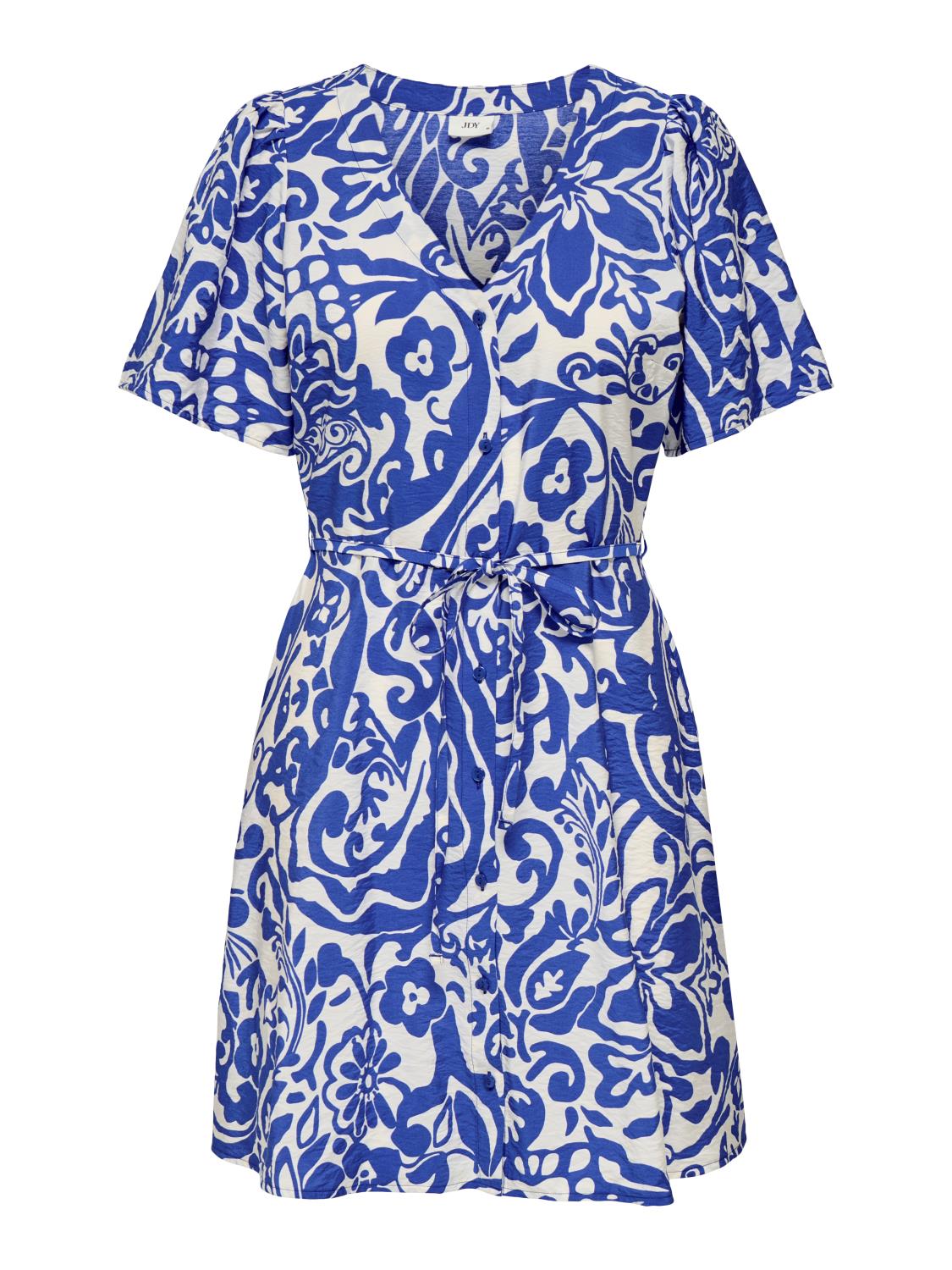 JDY Troya Life S/S Short Dress, blå/mønster