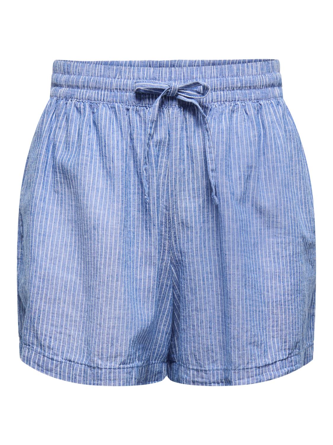 JDY Mila Linen HW Shorts, blå stripet