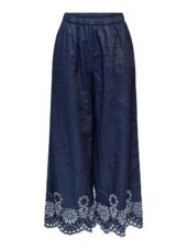 JDY Margot HW EMB ankel bukse, denimblå/broderi