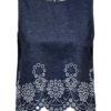 JDY Margot S/L EMB Top, denimblå/broderi
