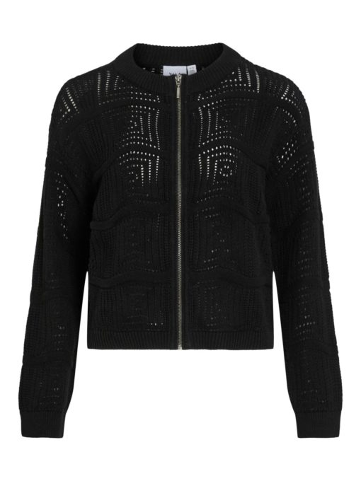 Vila Vitul O-neck Zip Cardigan, sort
