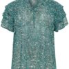 Kaffe Curve KAbelia Blouse, mønstet sjøgrønn