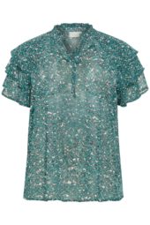 Kaffe Curve KAbelia Blouse, mønstet sjøgrønn