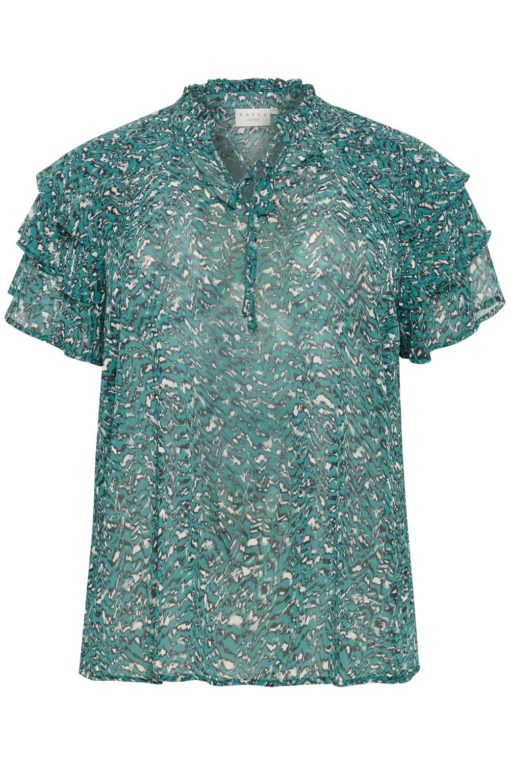 Kaffe Curve KAbelia Blouse, mønstet sjøgrønn