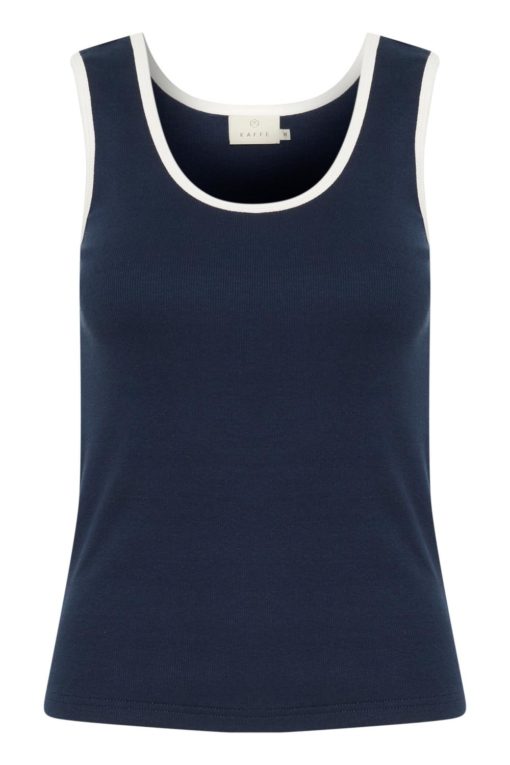Kaffe KAcarna Contrast Top, marine/hvit