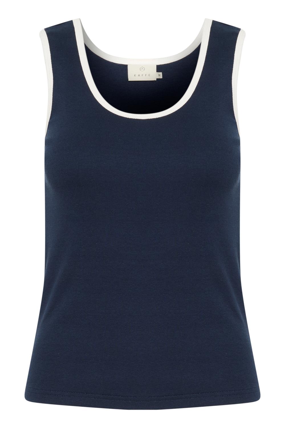 Kaffe KAcarna Contrast Top, marine/hvit