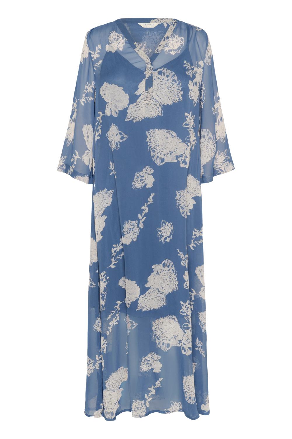 Part Two Berit Dress, lang kjole, blå/blomster